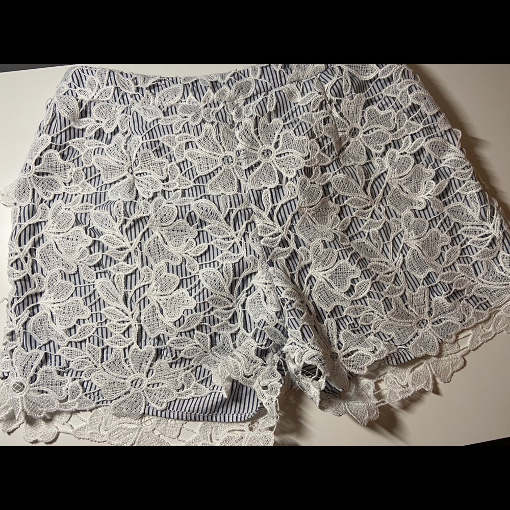 Adiva white and blue Stripped Shorts